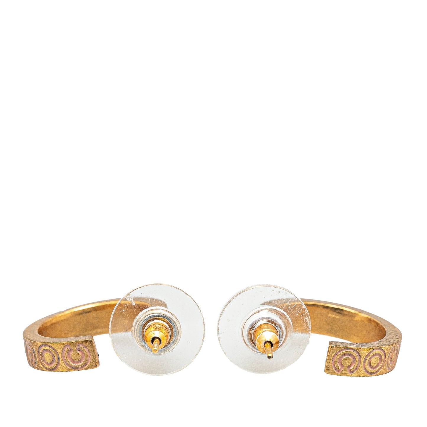 Gold Chanel Gold Plated Coco Push Back Earrings