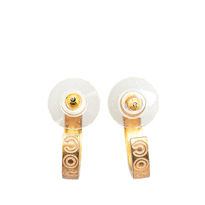 Gold Chanel Gold Plated Coco Push Back Earrings