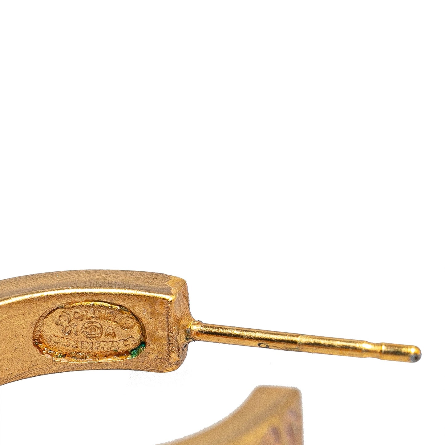 Gold Chanel Gold Plated Coco Push Back Earrings