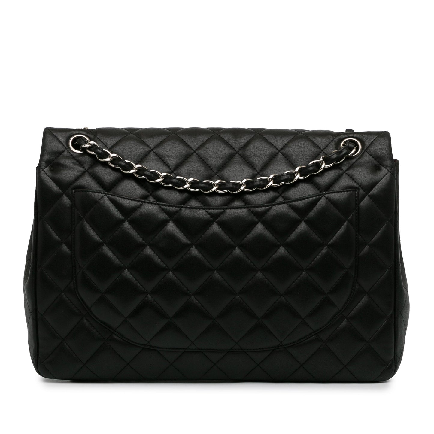 Black Chanel Maxi Classic Lambskin Double Flap Shoulder Bag