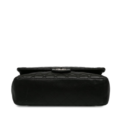 Black Chanel Maxi Classic Lambskin Double Flap Shoulder Bag