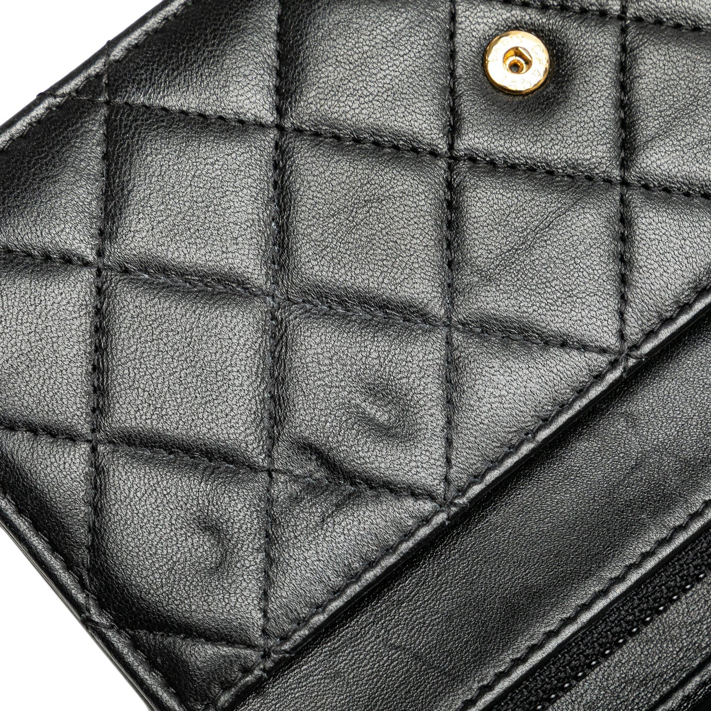 Black Chanel Quilted Studded Lambskin 18K Lucky Charms Wallet On Chain Crossbody Bag