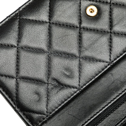 Black Chanel Quilted Studded Lambskin 18K Lucky Charms Wallet On Chain Crossbody Bag