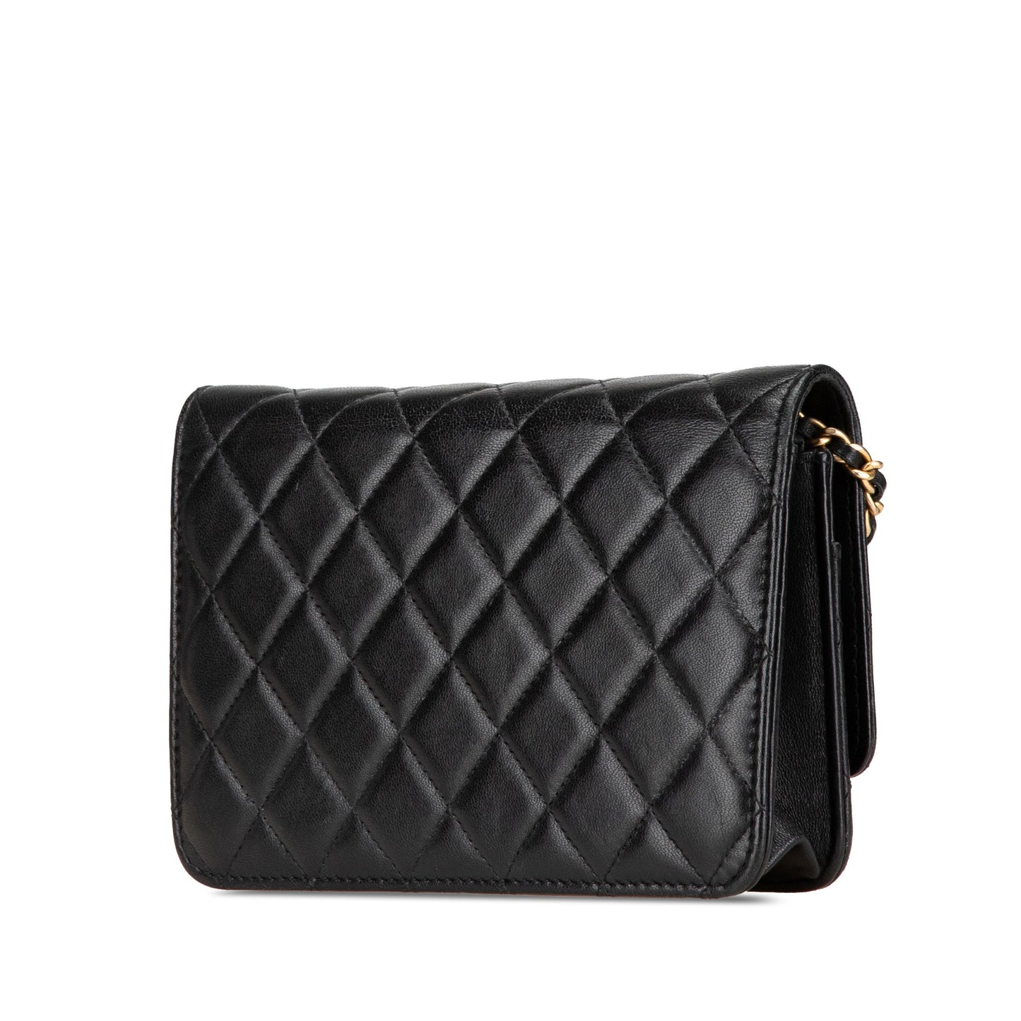 Black Chanel Quilted Studded Lambskin 18K Lucky Charms Wallet On Chain Crossbody Bag