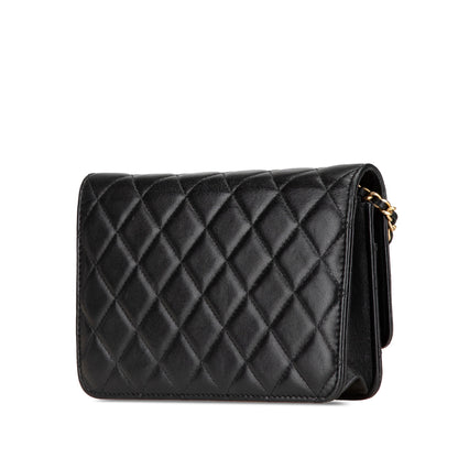 Black Chanel Quilted Studded Lambskin 18K Lucky Charms Wallet On Chain Crossbody Bag