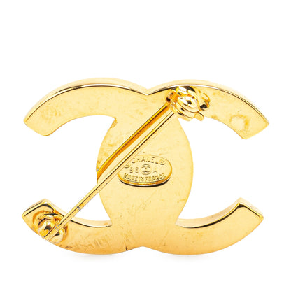 Gold Chanel Gold Plated CC Turn-Lock Brooch