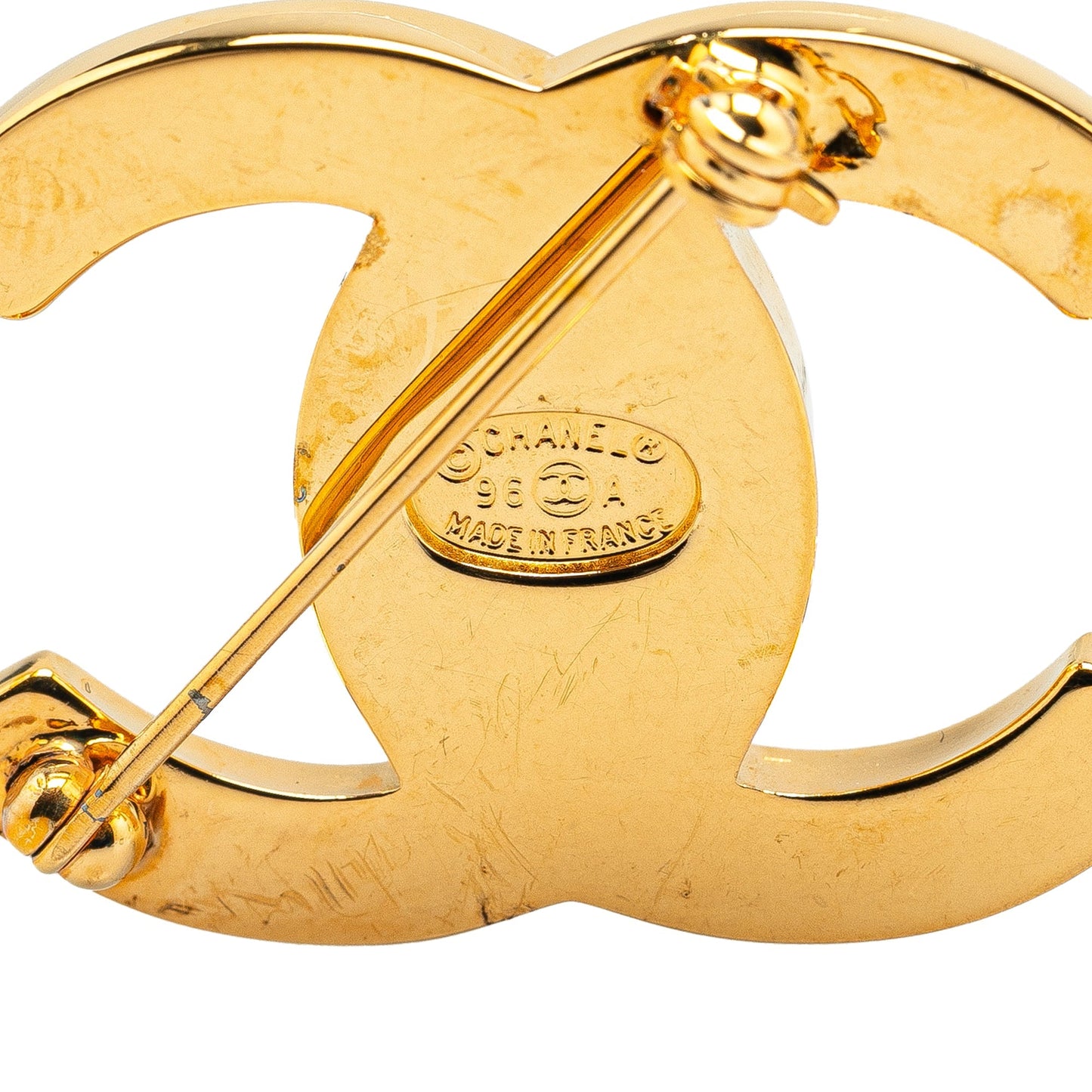 Gold Chanel Gold Plated CC Turn-Lock Brooch