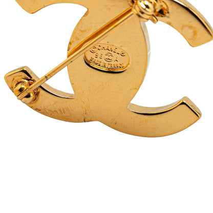 Gold Chanel Gold Plated CC Turn-Lock Brooch