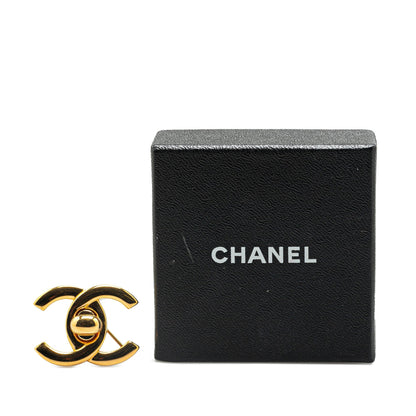 Gold Chanel Gold Plated CC Turn-Lock Brooch