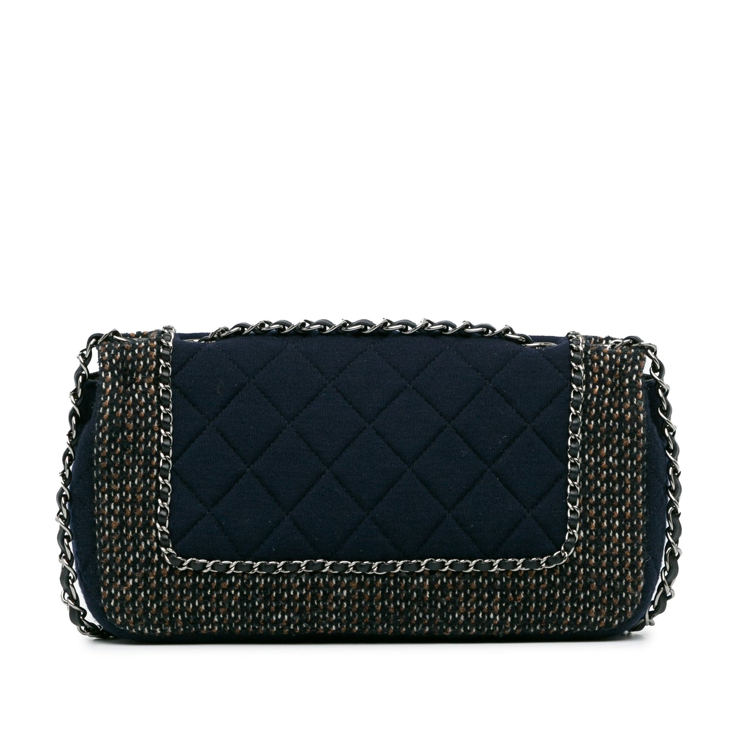 Blue Chanel Small Jersey Tweed Flap Shoulder Bag