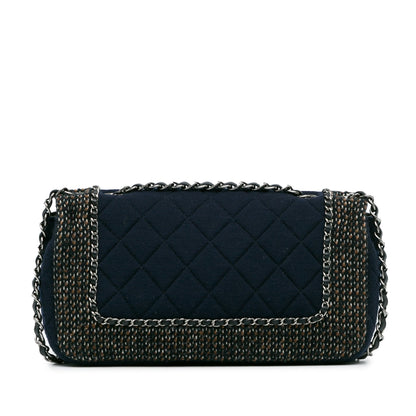 Blue Chanel Small Jersey Tweed Flap Shoulder Bag