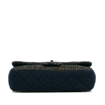 Blue Chanel Small Jersey Tweed Flap Shoulder Bag