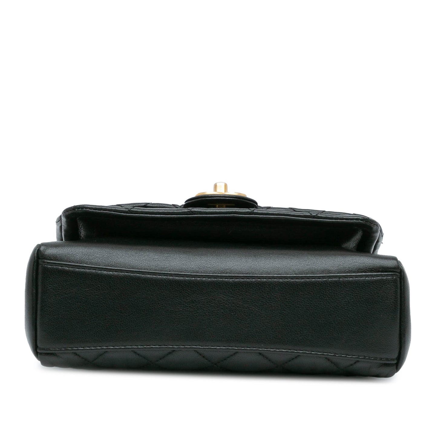 Black Chanel CC Quilted Lambskin Chain Link Flap Satchel
