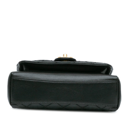 Black Chanel CC Quilted Lambskin Chain Link Flap Satchel
