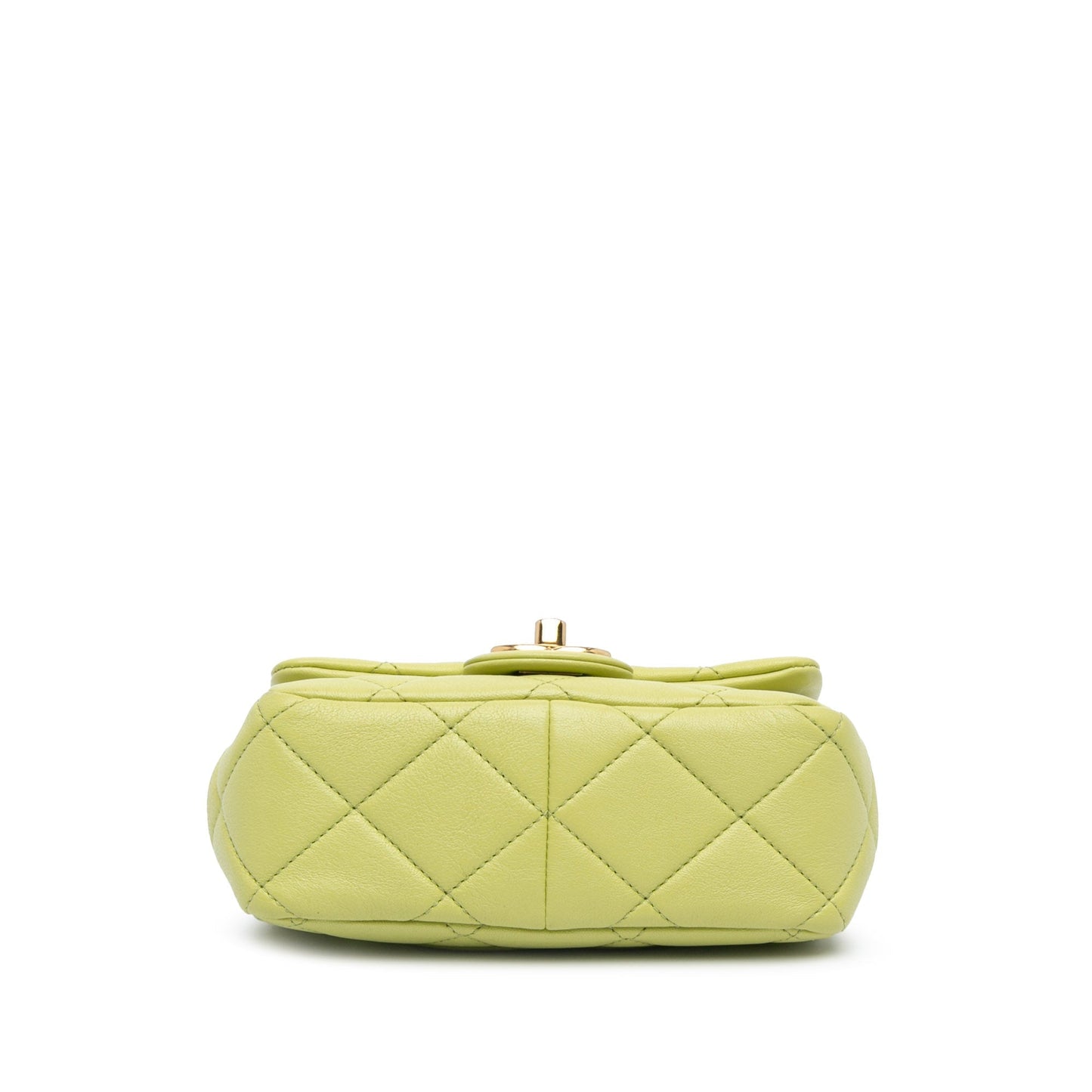 Green Chanel Mini Quilted Lambskin Oval Logo Chain Top Handle Flap Crossbody Bag