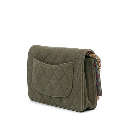 Green Chanel Quilted Canvas Coco Cuba Charms Wallet On Chain Crossbody Bag
