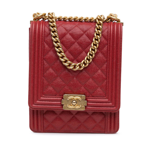 Chanel Sac Quilted Caviar North South Boy Flap