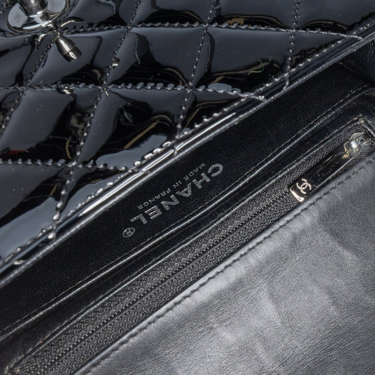 Black Chanel Mini Square Classic Patent Single Flap Crossbody Bag