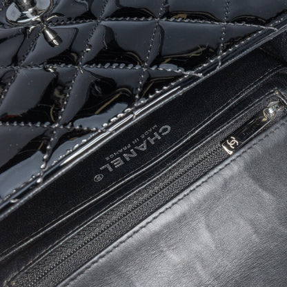 Black Chanel Mini Square Classic Patent Single Flap Crossbody Bag