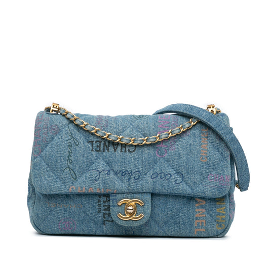 Blue Chanel Medium Quilted Denim Mood Flap Crossbody Bag