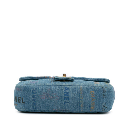 Blue Chanel Medium Quilted Denim Mood Flap Crossbody Bag