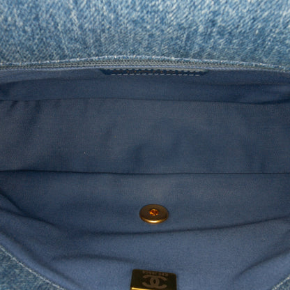 Blue Chanel Medium Quilted Denim Mood Flap Crossbody Bag