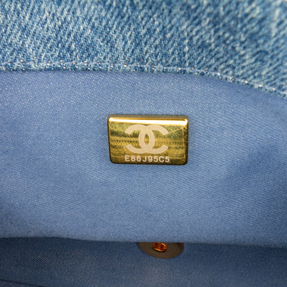 Blue Chanel Medium Quilted Denim Mood Flap Crossbody Bag
