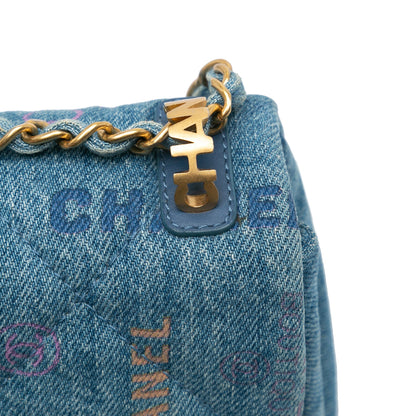 Blue Chanel Medium Quilted Denim Mood Flap Crossbody Bag