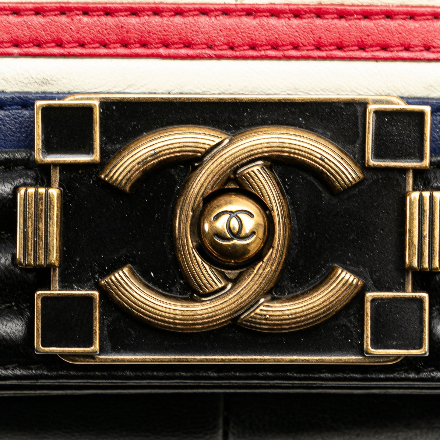 Black Chanel Medium Multicolor Lambskin Crest Boy Flap Crossbody Bag