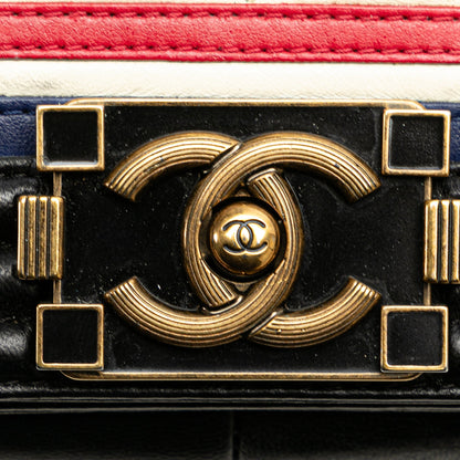 Black Chanel Medium Multicolor Lambskin Crest Boy Flap Crossbody Bag