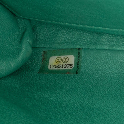 Green Chanel CC Quilted Patent Clutch with Chain Shoulder Bag