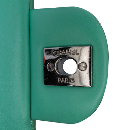 Green Chanel CC Quilted Patent Clutch with Chain Shoulder Bag
