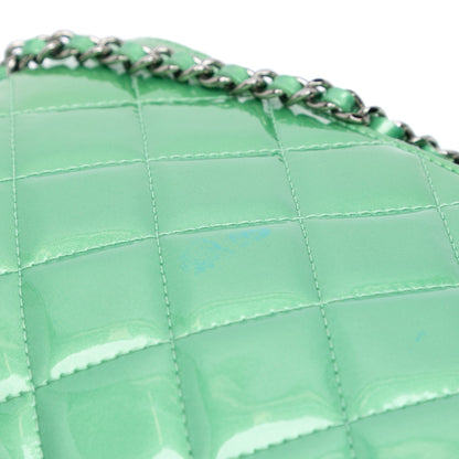 Green Chanel CC Quilted Patent Clutch with Chain Shoulder Bag