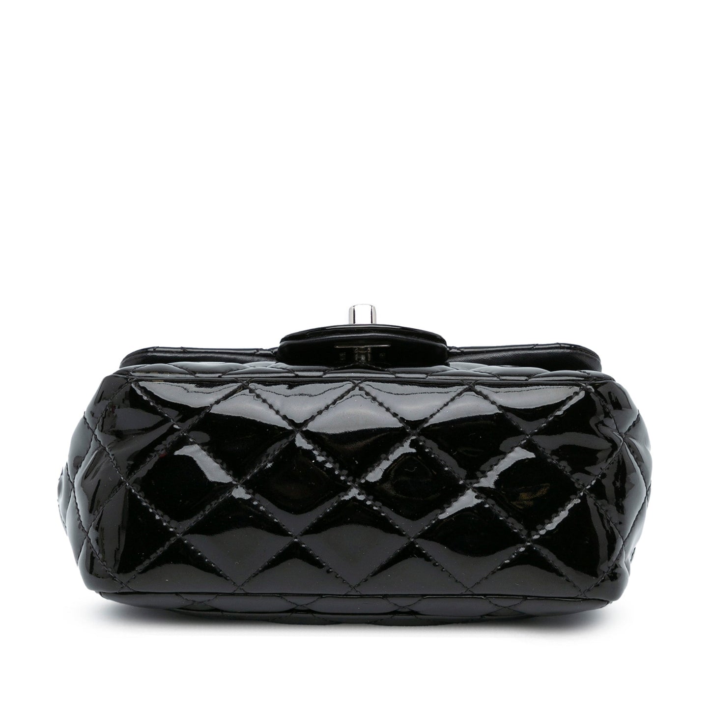 Black Chanel Mini Square Classic Patent Single Flap Crossbody Bag