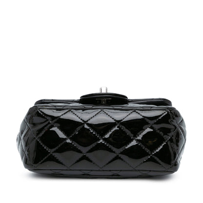 Black Chanel Mini Square Classic Patent Single Flap Crossbody Bag
