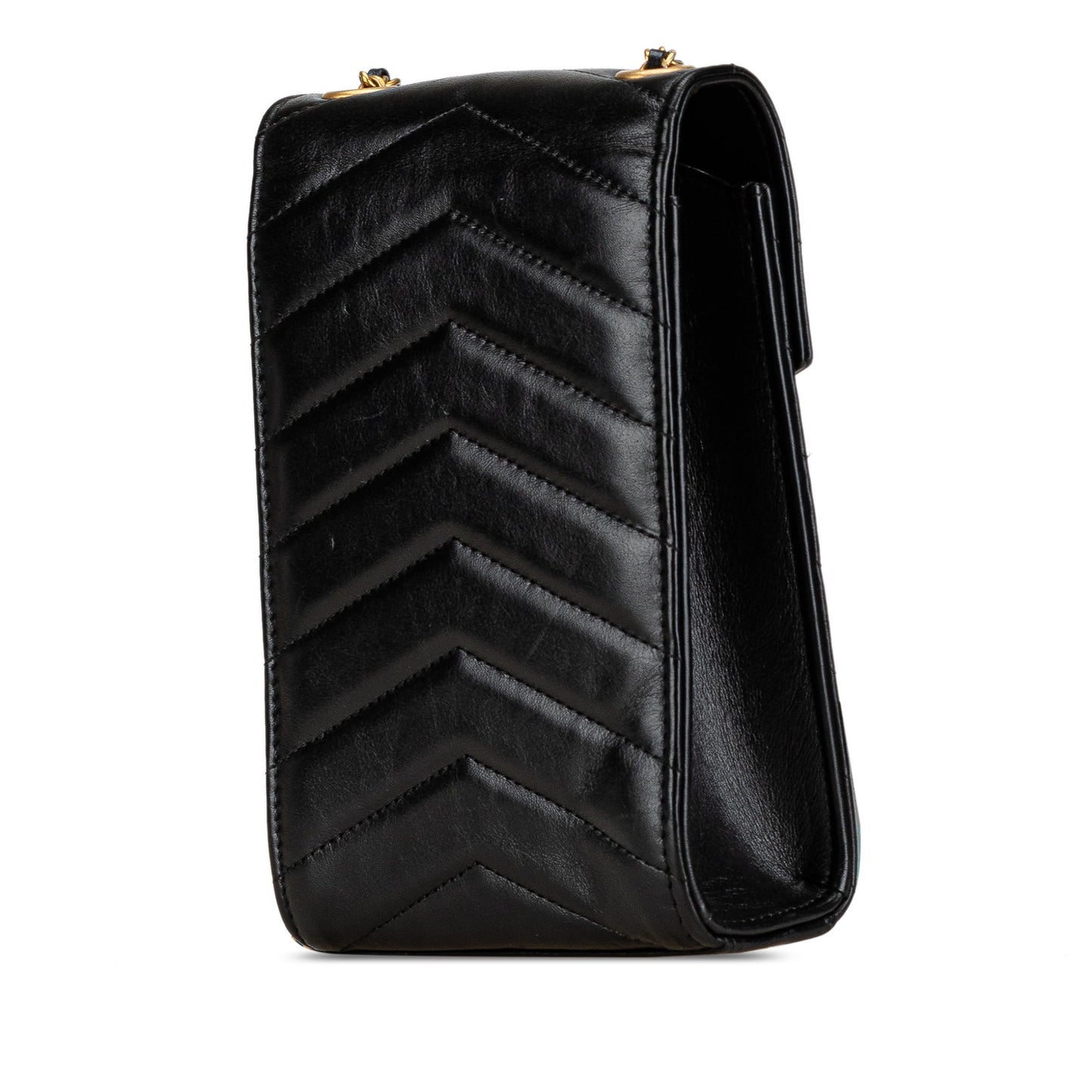 Black Chanel Calfskin CC Chevron Medal Envelope Vertical Clutch With Chain Crossbody Bag