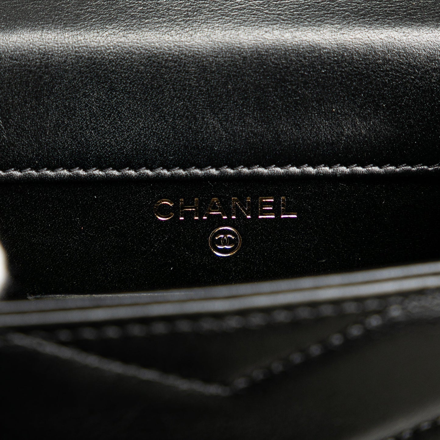 Black Chanel Calfskin CC Chevron Medal Envelope Vertical Clutch With Chain Crossbody Bag