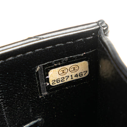Black Chanel Calfskin CC Chevron Medal Envelope Vertical Clutch With Chain Crossbody Bag