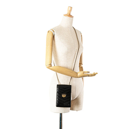 Black Chanel Calfskin CC Chevron Medal Envelope Vertical Clutch With Chain Crossbody Bag