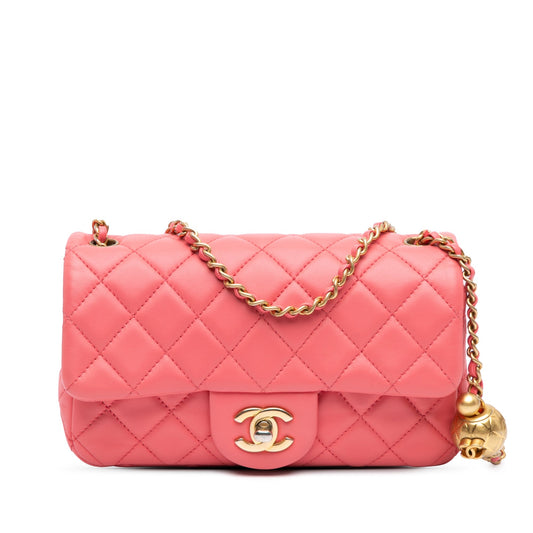 Chanel Sac Mini Rectangular Lambskin Pearl Crush Flap