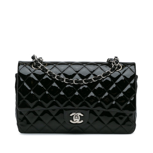 Black Chanel Medium Classic Patent Double Flap Shoulder Bag