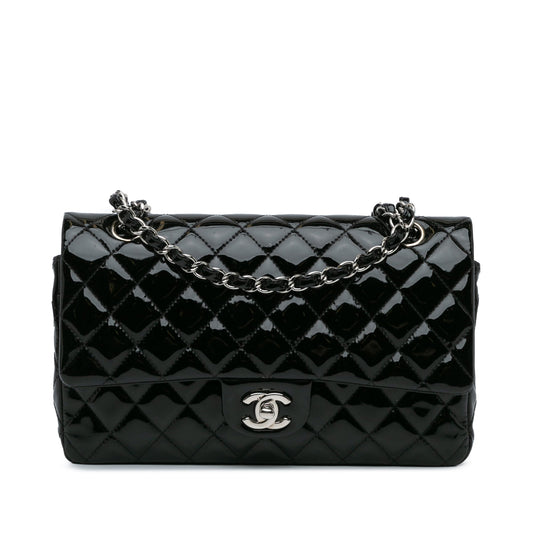 Black Chanel Medium Classic Patent Double Flap Shoulder Bag