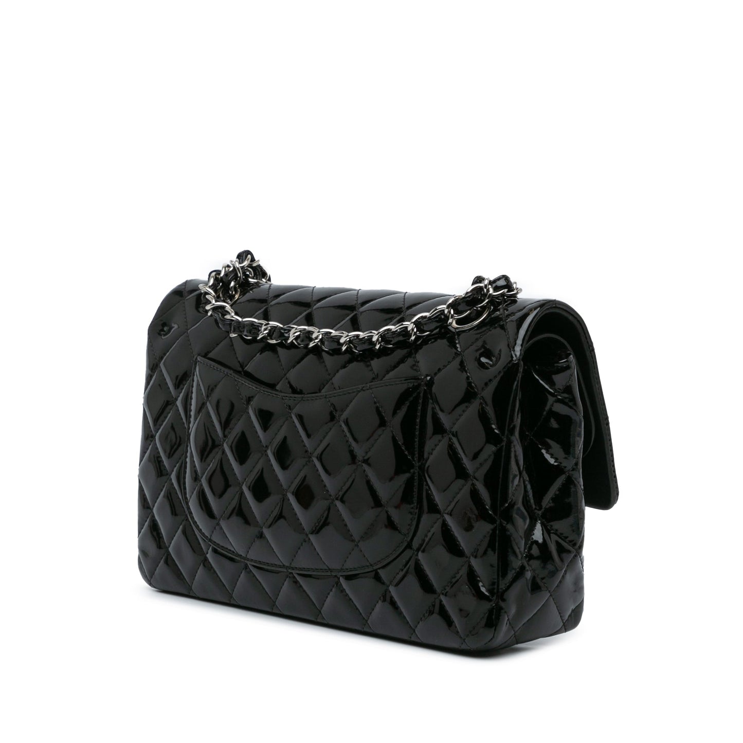 Black Chanel Medium Classic Patent Double Flap Shoulder Bag