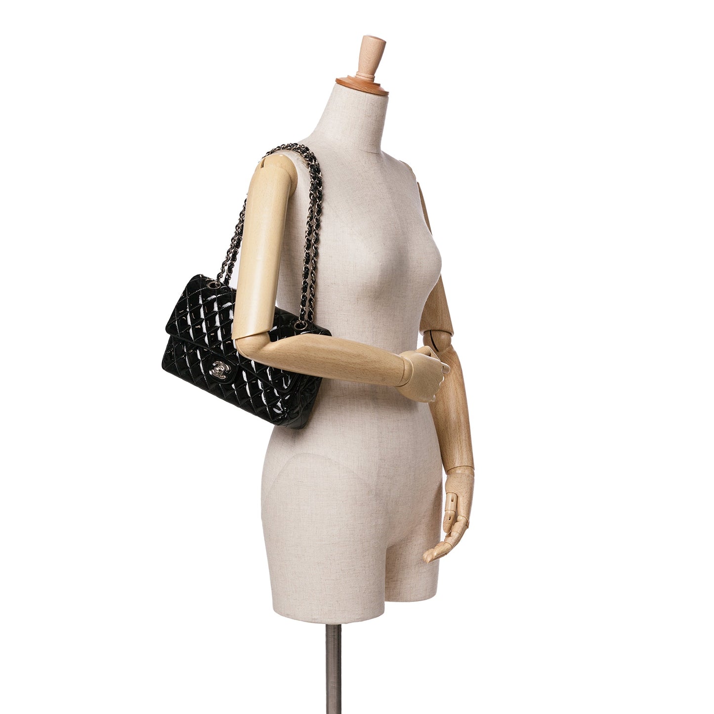Black Chanel Medium Classic Patent Double Flap Shoulder Bag