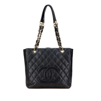 Black Chanel Caviar Petite Shopping Tote