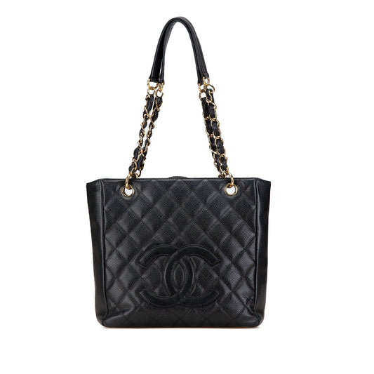 Black Chanel Caviar Petite Shopping Tote