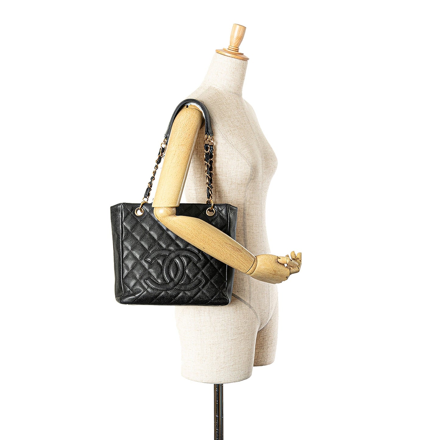 Black Chanel Caviar Petite Shopping Tote