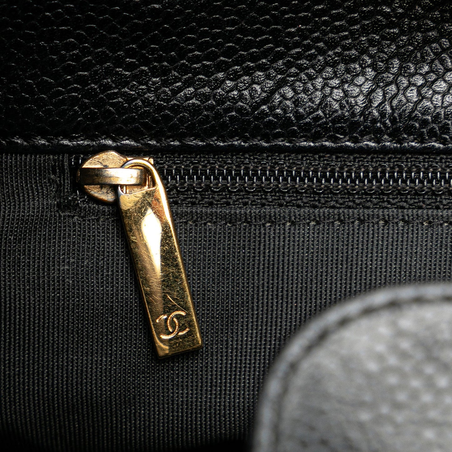 Black Chanel Caviar Petite Shopping Tote