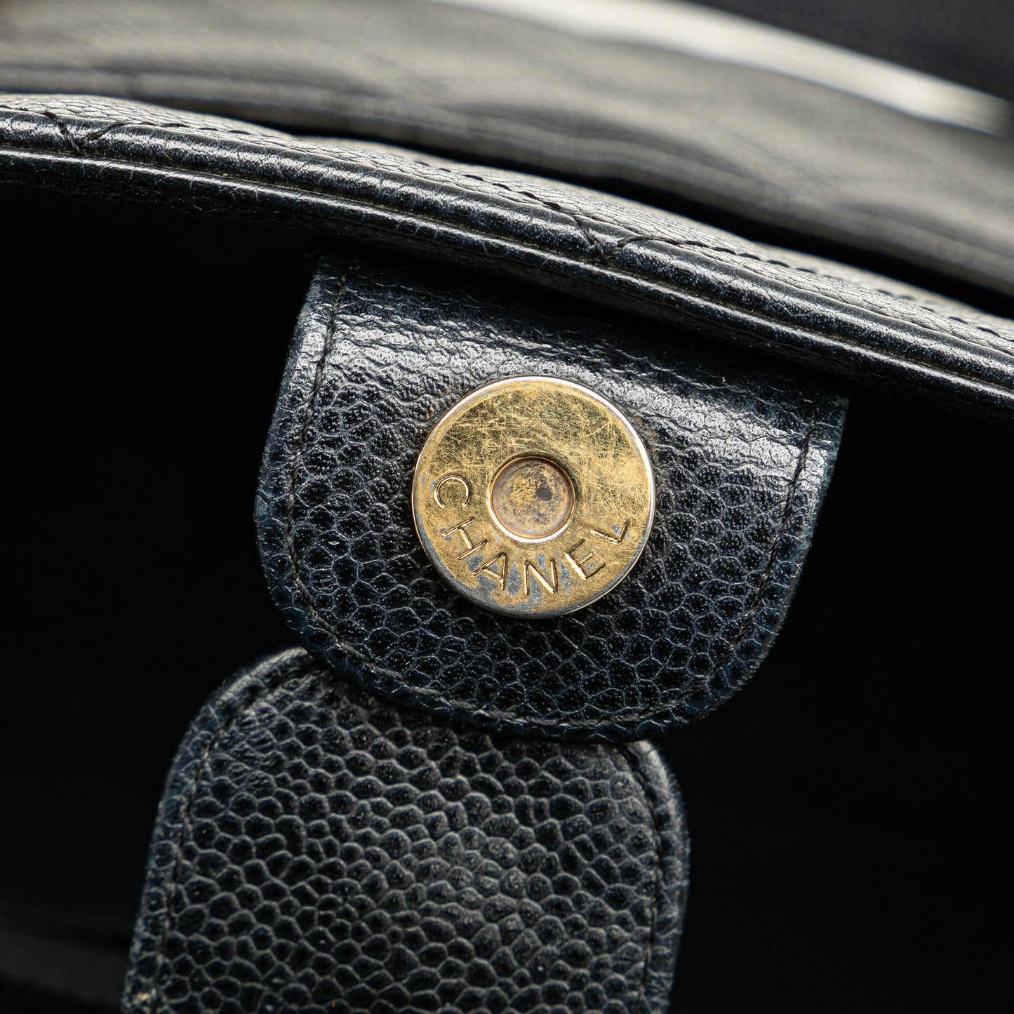 Black Chanel Caviar Petite Shopping Tote