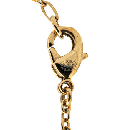 Gold Chanel Gold Plated CC Faux Pearl Pendant Necklace